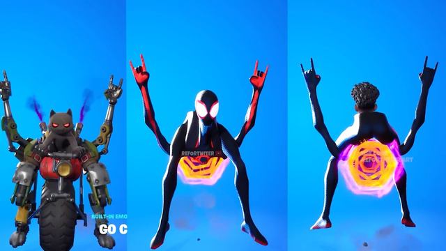 Miles Morales Fortnite Doing All Funny Built-In Emotes #acrossthespiderverse