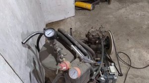 Двухпоршневой компрессор с двигателем от стиральной машины автомат.
