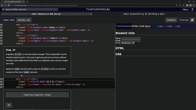 learn2code | freeCodeCamp (New) Responsive Web Design - Building a Quiz: Step 23 смотреть онлайн
