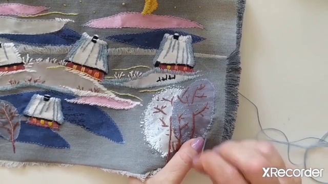 (часть 3) РУЧНАЯ ВЫШИВКА - МЕЛКИЕ ЛОСКУТЫ - в итоге ЗИМНИЙ ПЕЙЗАЖ - текстильное панно/картина смотреть онлайн