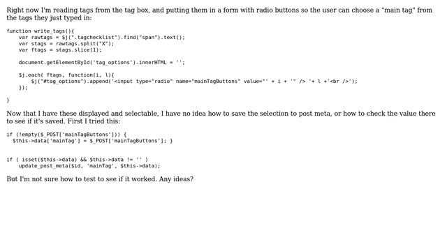 Wordpress: save radio button selection in post-meta on submit смотреть онлайн