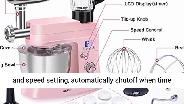 AILESSOM 8 in 1 Stand Mixer, 800W Tilt-Head 6.5 QT Electric Kitchen Mixer with Timer смотреть онлайн
