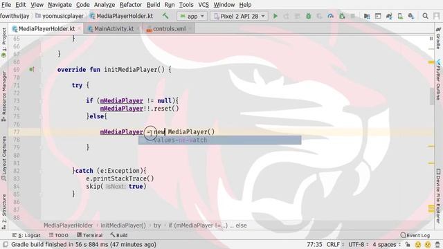 How to Create Music Player App | Music Player app in android intilize Media Player Code Part 15 смотреть онлайн