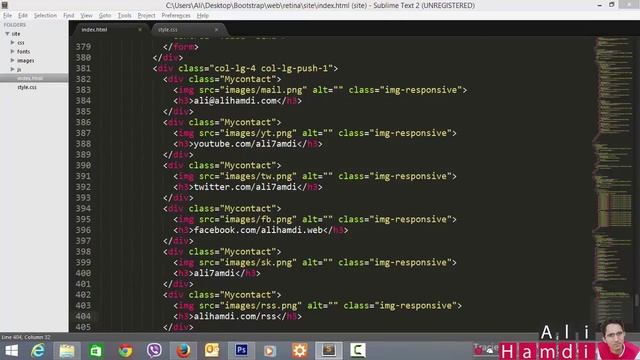 26 Bootstrap , HTML, CSS - Contacts كتابة الكود هيدر الصفحة смотреть онлайн