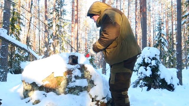 Поход в лес в мороз,курица на углях в походных условиях зимой. смотреть онлайн
