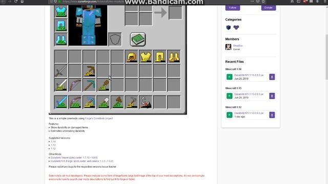 Durability101 1.12 to 1.14.3 Forge Mod Overview (Durability viewed without F3+H :P) смотреть онлайн