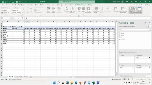 Biometric Data Attendance in Excel Pivot Table смотреть онлайн
