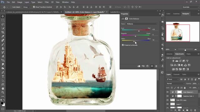 world inside bottle photo manipulation | photoshop cc tutorial 2015.5 смотреть онлайн