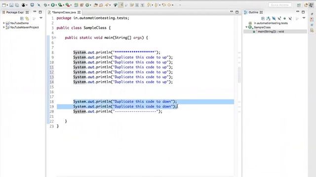 11. Duplicate Selected Code in Eclipse | Eclipse Shortcuts | Eclipse Tutorial смотреть онлайн