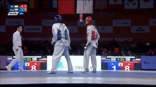 Wuxi 2018 World Taekwondo Grand Slam -68kg BRONZE Alexey DENISENKO[RUS] vs Mirhashem HOSSEINI[IRI] смотреть онлайн