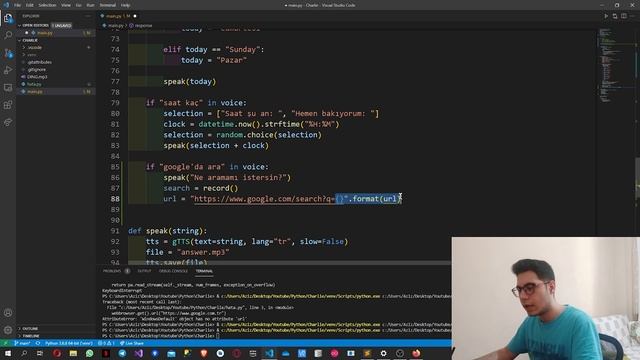 Python ile Kendimize Siri (Sesli Asistan) Yapıyoruz | Sesli Asistan Yapımı Bölüm 5 смотреть онлайн