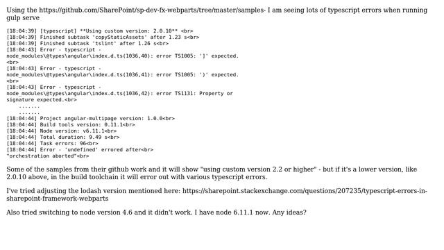 Sharepoint: SharePoint Framework MS github samples typescript errors смотреть онлайн