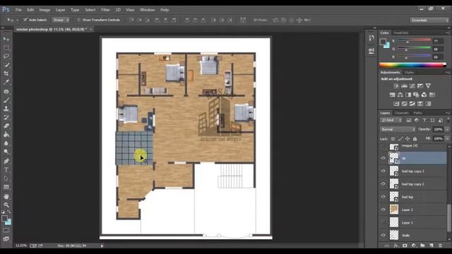 Rendering Architectural AutoCAD Floor Plan In Photoshop смотреть онлайн