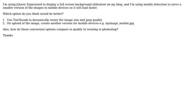 Wordpress: Image resizing - TimThumb vs convert on upload? смотреть онлайн