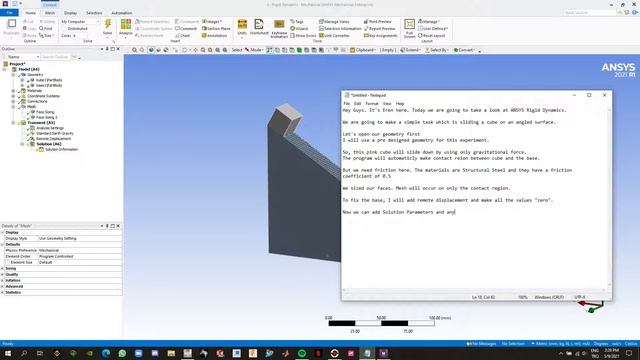 ANSYS Rigid Dynamics-Tutorial-Sliding cube on an angled surface смотреть онлайн
