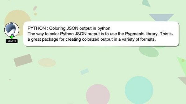 PYTHON : Coloring JSON output in python