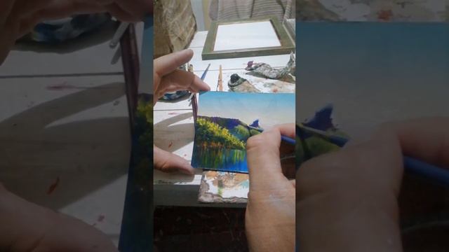 картина маслом ,,Озеро Рица,, смотреть онлайн