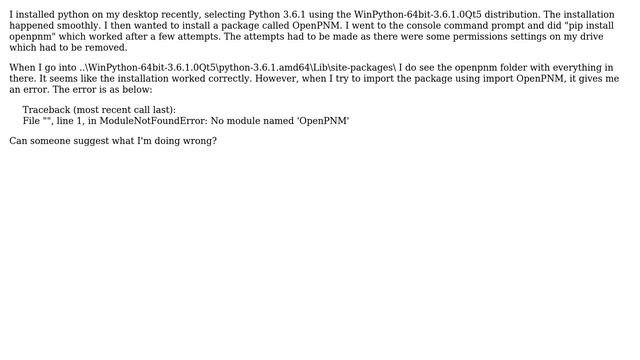 Issue installing a site package on Python 3.6.1 смотреть онлайн