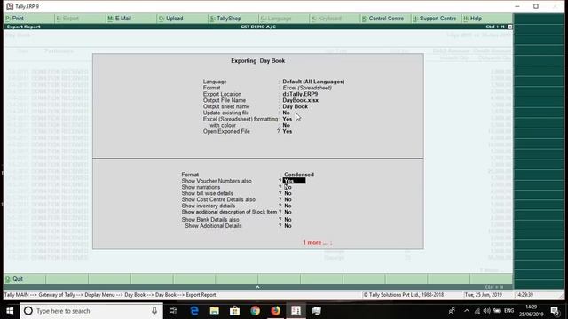 How to export day book from Tally to Excel I 2019 смотреть онлайн