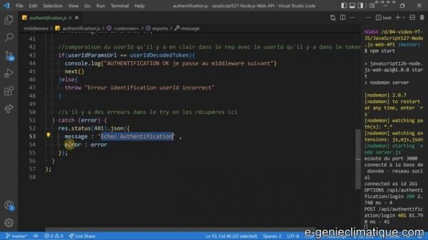 JavaScript527-Node-Modification des messages d'erreurs à l'authentification car ils sont explicites
