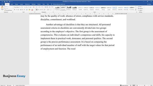 Checklist as a Performance Appraisal Instrument - Essay Example смотреть онлайн