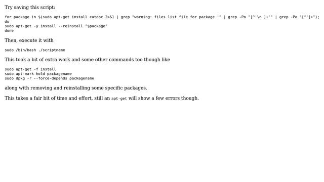 dpkg: warning: files list file for package 'x' missing (10 Solutions!!) смотреть онлайн