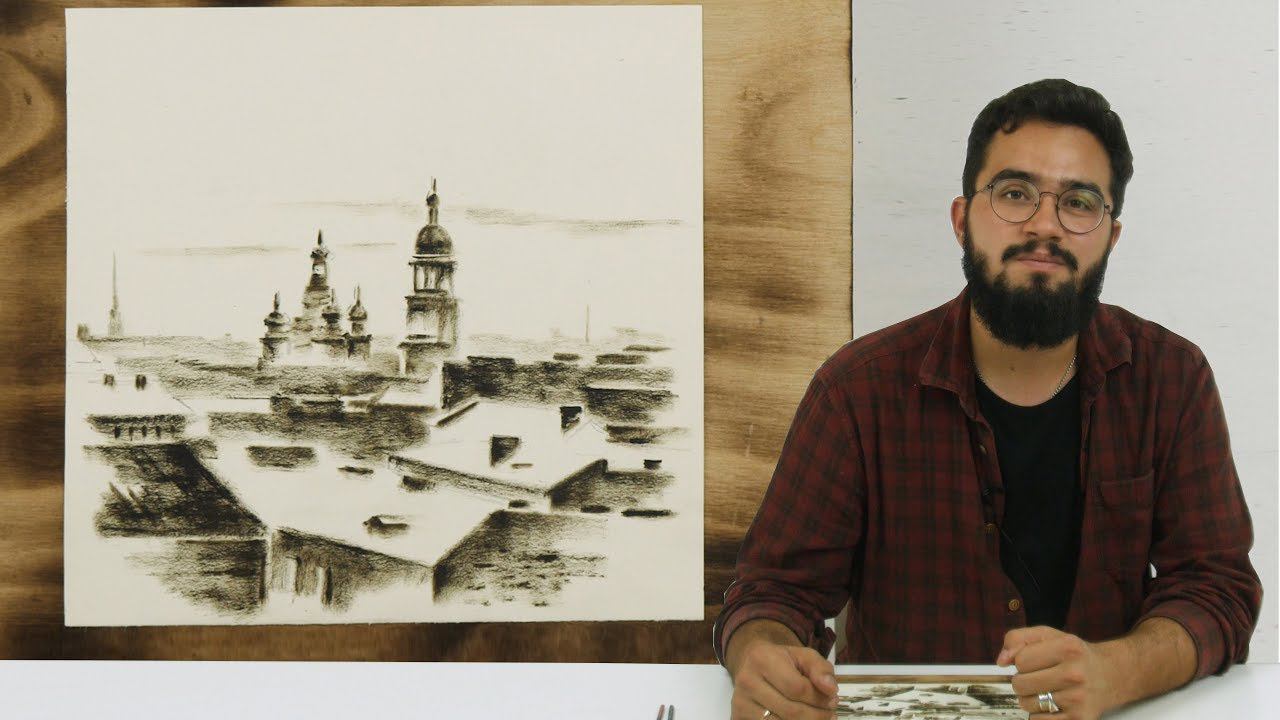 Экспресс-урок в технике «сухая кисть» | Рисуем Санкт-Петербург смотреть онлайн