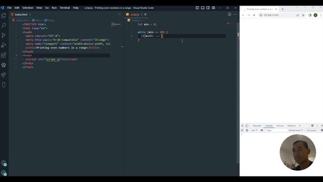 Printing even numbers in a range - HTML and JS смотреть онлайн