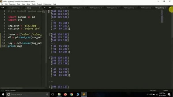 Colour detection using pandas and opencv in python