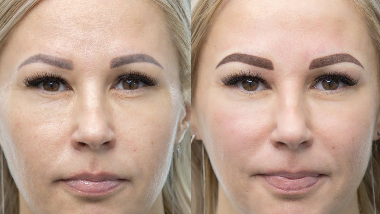 Перекрытие старого татуажа. Меняем форму и цвет. Результат на лицо. смотреть онлайн