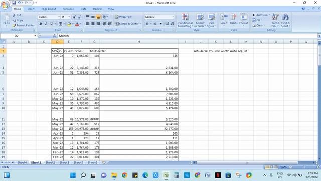 Autofit Row Height and Column width in Excel using short cut key смотреть онлайн