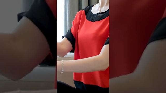 ?Блузка Женская Шифоновая с Круглым Вырезом и Рукавом «Летучая Мышь». Однотонная Короткая Блузка смотреть онлайн