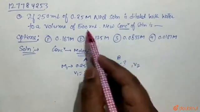 IF 250 mL of 0.25 M NaCl solution is diluted with water to a volume of 500 mL , смотреть онлайн