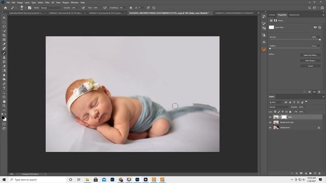 Newborn baby edit, extend the background in Photoshop. Content aware, quick select, paint, liquify смотреть онлайн
