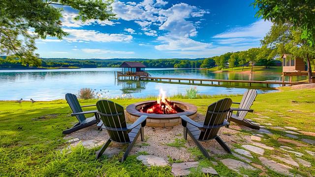 Relax Morning Lakeside Ambience With Gentle Waves, Birds, And Campfire Sounds 3 Hours Of Relaxation