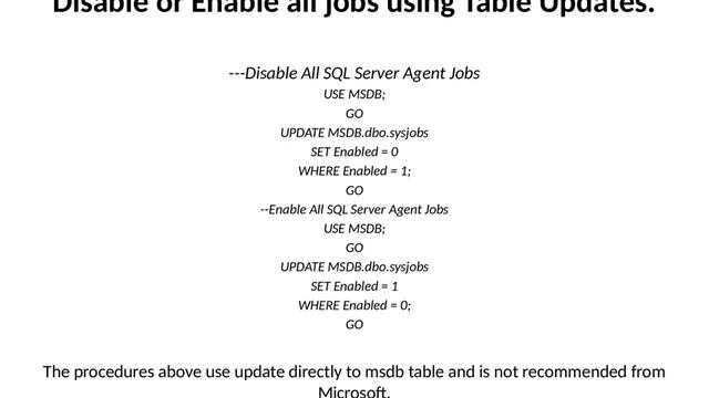 Disable all sql jobs at once using TSQL script смотреть онлайн