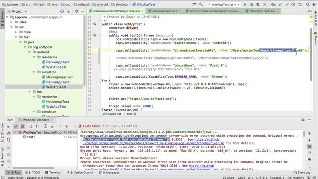 Appium - No Chromedriver found that can automate Chrome | unknown server side error смотреть онлайн