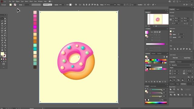 СОЗДАЁМ БАННЕР (ФЛАЕР, ПОСТЕР) ДЛЯ ОНЛАЙН ПЕКАРНИ С ПОНЧИКОМ. Урок в ADOBE ILLUSTRATOR. смотреть онлайн