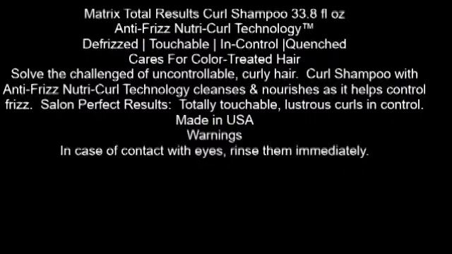 Matrix Total Results Curl Shampoo 33 8 fl oz смотреть онлайн