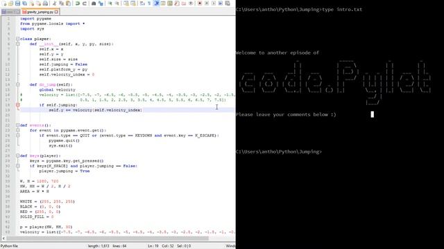 Python Pygame Tutorial - Physics Style Gravity Jumping смотреть онлайн