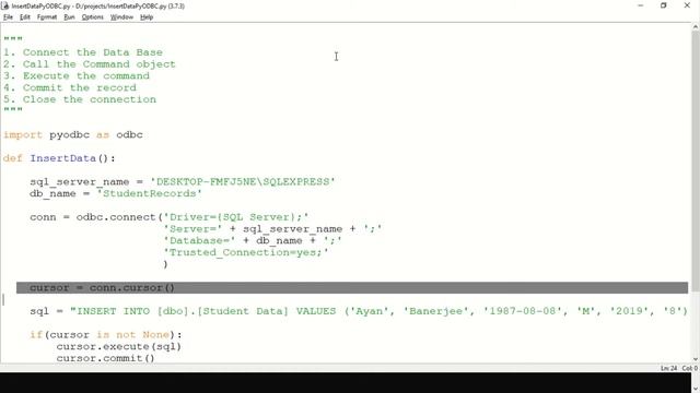 Insert data into database using Python | Pyodbc | insert data into database in python смотреть онлайн
