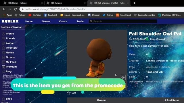 NEW PROMO CODE FOR THE FALL SHOULDER PAL Roblox смотреть онлайн