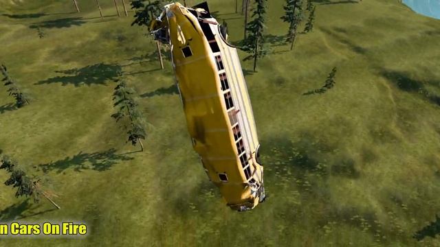 BeamNG Drive - CRAZY School Bus Crashes & Jumps. School buses crashes, school bus accidents смотреть онлайн
