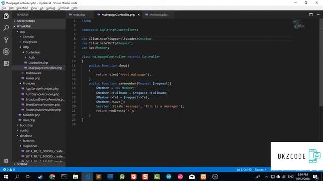 Clip 7 Laravel การ Save ข้อมูล ลง Database SQL , List ข้อมูล [BY BAZBKZ] смотреть онлайн