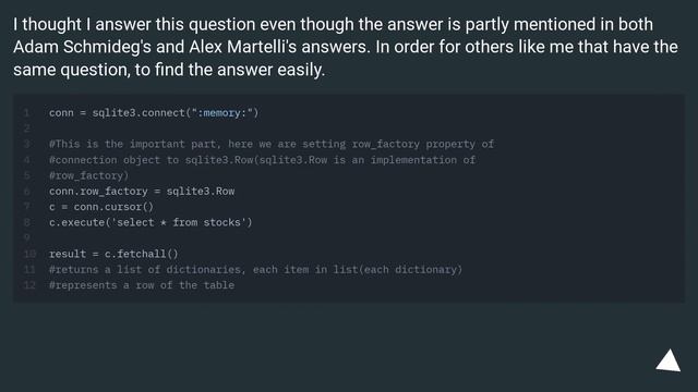 How can I get dict from sqlite query? смотреть онлайн