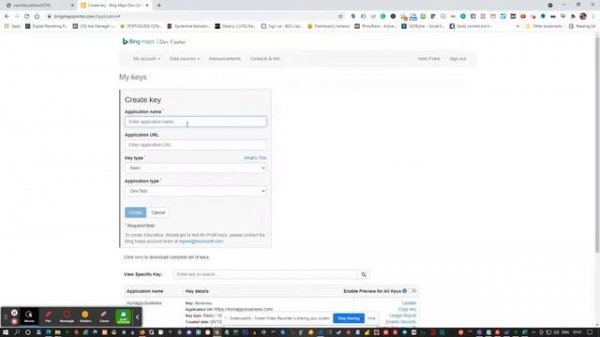 Bing Maps API Key Tutorial