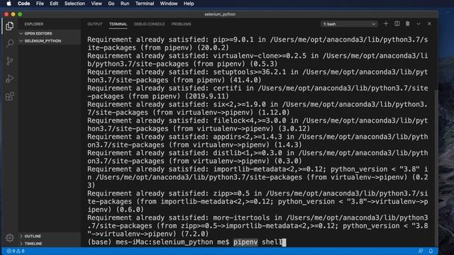 Installation of Selenium using Visual Studio Code on MacOS (pipenv install selenium) смотреть онлайн