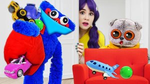 Хаги Ваги в доме кота Дымка! Что будут делать игрушки? Смешные видео для детей