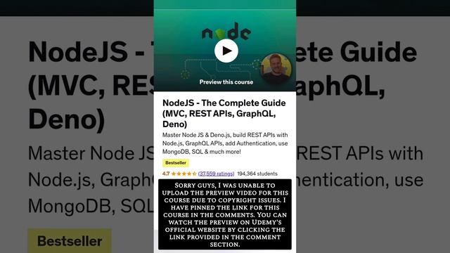 NodeJS - The Complete Guide (MVC, REST APIs, GraphQL, Deno) смотреть онлайн