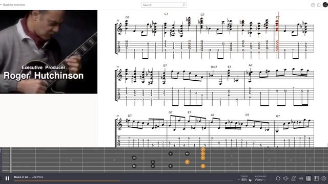 Joe Pass: Blues In G7 - Transcribed From 